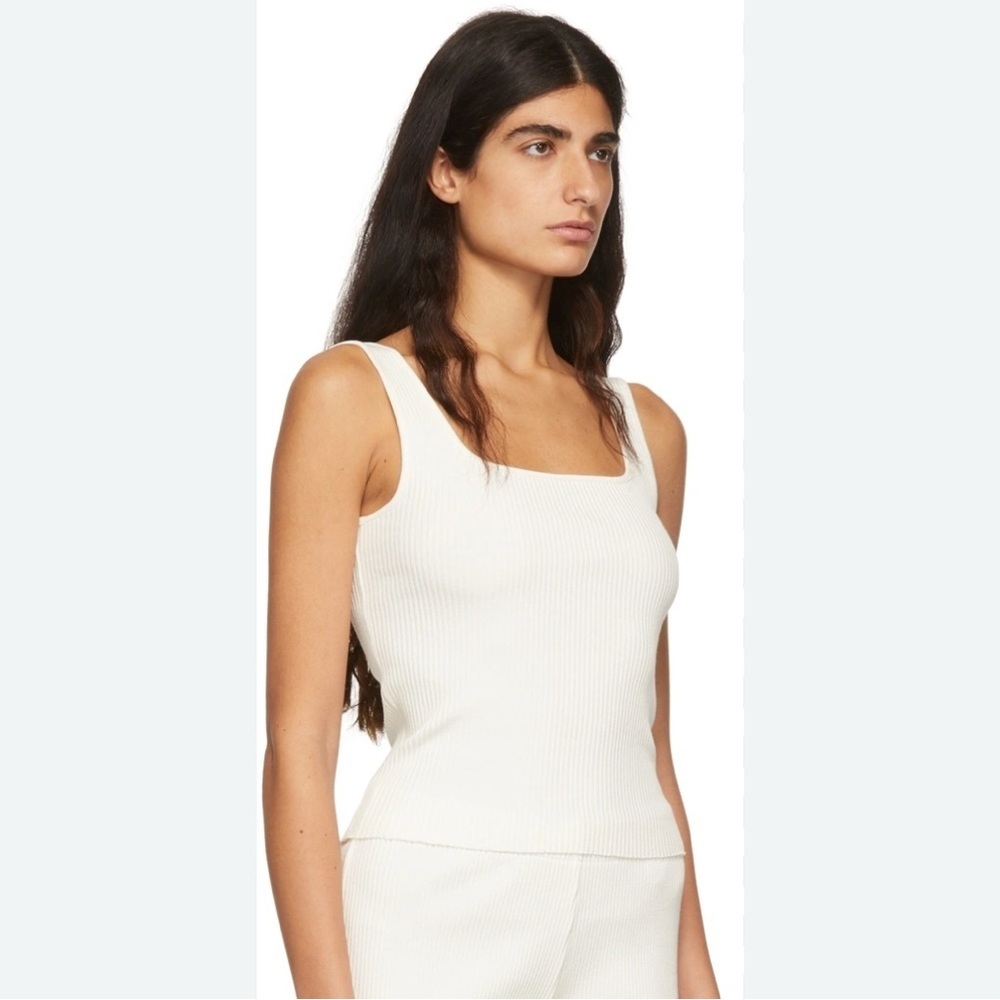 Vince Cream Ribbed Knit Top